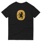 Dark t-shirt with a black bear coat of arms design - Asheville North Carolina