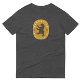Grey t-shirt with a black bear coat of arms design - Asheville North Carolina