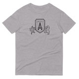 Light Grey t-shirt of bear and fox holding a shield with "A" for Asheville, North Carolina