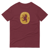Maroon t-shirt with a black bear coat of arms design - Asheville North Carolina