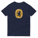 Dark t-shirt with a black bear coat of arms design - Asheville North Carolina