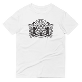 White t-shirt with design of two black bears holding a huge grain of hops. "Asheville, North Carolina"